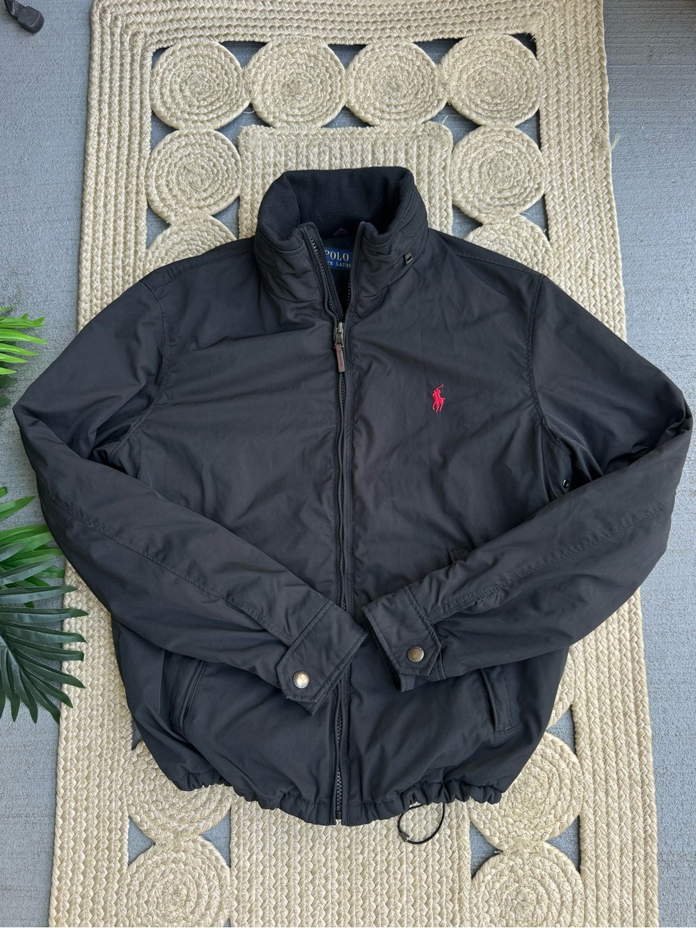 Polo Ralph Lauren Black Fleece-Lined Full-Zip Jacket Coat Size S y2k women